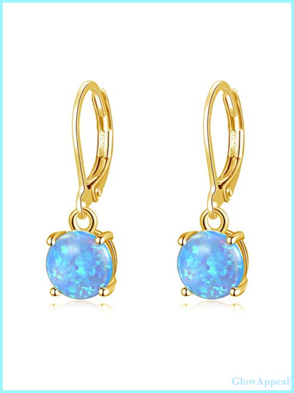 Opal Dangle Earrings for Women Yellow Gold Plated Leverback Drop Earrings